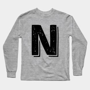 Capital Letter N Name Initial Monogram Long Sleeve T-Shirt